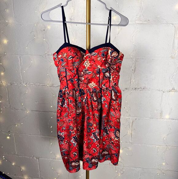 B O G Collection Dresses & Skirts - b.o.g. collective women's L red floral padded cup sundress smocked back NWOT